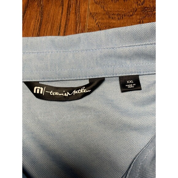 TRAVIS MATHEW Shirt Mens XXL Light Blue Pima Cotton Golf Polo Casual - Picture 5 of 9